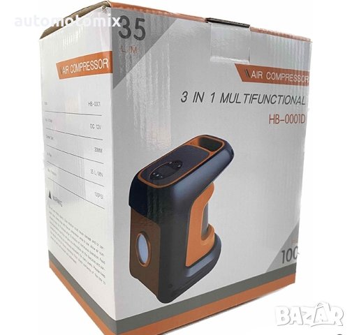 КОМПРЕСОР ЗА ГУМИ 3В1,С ЛАМПА И МАНОМЕТЪР НА 12V - 26037, снимка 5 - Аксесоари и консумативи - 44198218