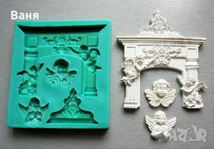 Силиконов молд – Коледна камина с ангели