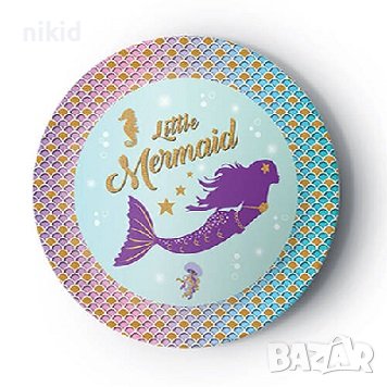 Русалка Морско дъно 8 бр големи парти чинии чинийки, снимка 2 - Чинии - 37820541