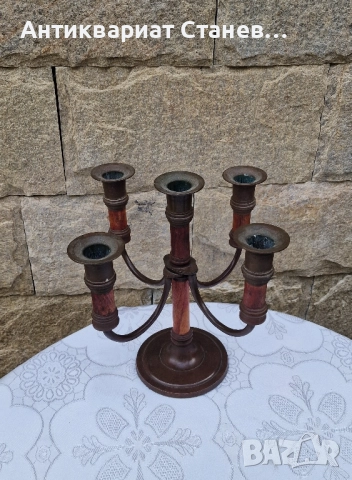 Масивен бронзов свещник , снимка 2 - Други стоки за дома - 52228166