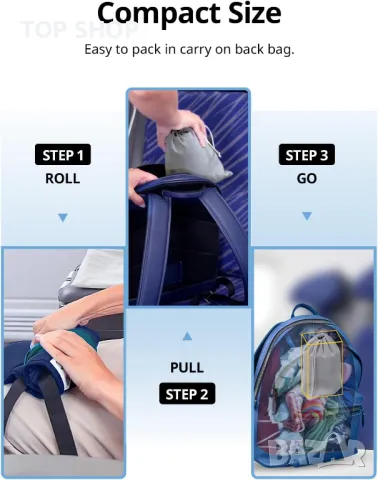 Inspireyes Възглавница за пътуване за опора на главата с маска за очи, езерно синьо, снимка 4 - Възглавници - 49938022