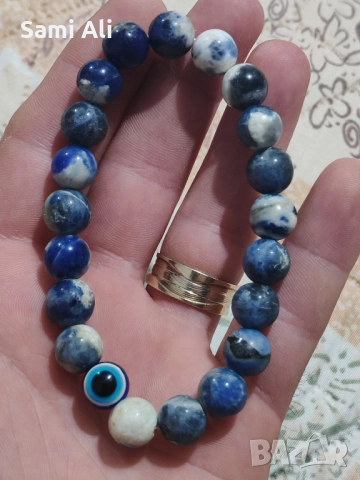 Турмалинова Гривна Цената на содалитова гривна с мъниста "зли очи" вар, снимка 4 - Гривни - 51947442