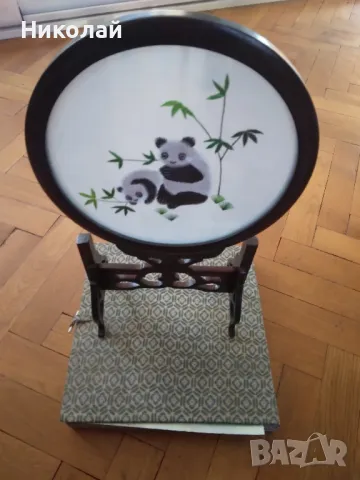 Ретро бродерия на панда., снимка 2 - Антикварни и старинни предмети - 47810091