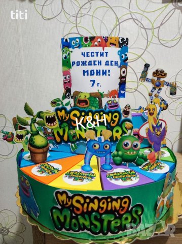 Картонена торта Singing monsters, снимка 1