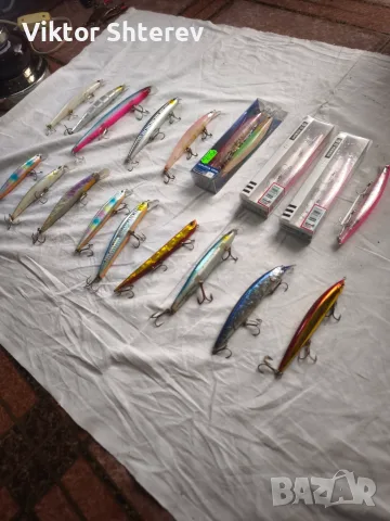 Комплект 19 бр. морски воблери – Blade Minnow, Terminator, Kendo, Rapalla, Yo-Zuri, Wind Storm, снимка 2 - Такъми - 55960528