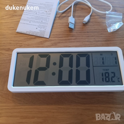 Дигитален стенен часовник, големи цифри, температура, безшумен, снимка 8 - Декорация за дома - 52812499