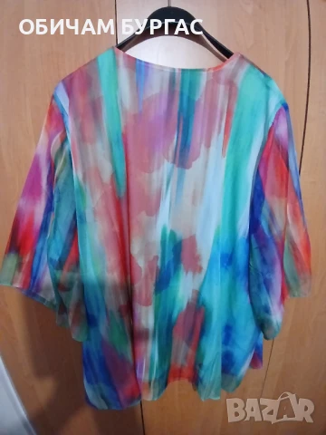 НОВА ПРЕКРАСНА ТУНИКА ОТ ФИН ШИФОН В ЛЕТНИ ЦВЕТОВЕ С ЕЛАСТИЧНО ПОТНИЧЕ, снимка 2 - Туники - 50996427