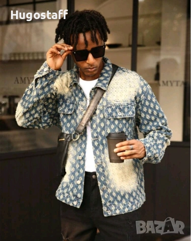 Ново мъжко карго дънково яке риза Street Style накъсан вид овърсайз изтъркано деним памук ХХЛ, снимка 4 - Якета - 53093833