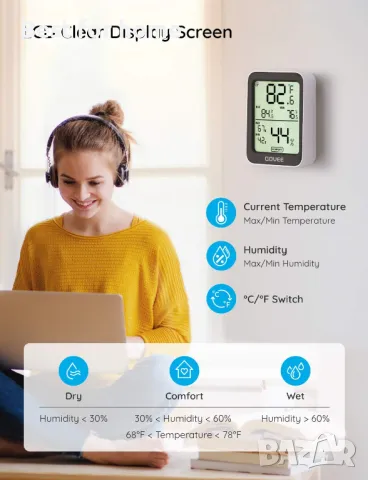 Bluetooth цифров хигрометър , термометър Govee, снимка 3 - Други стоки за дома - 50141210