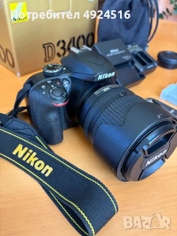 Nikon D3400 + Nikkor 18-105mm VR – като нов, пълен комплект с аксесоари, снимка 4 - Фотоапарати - 55734695
