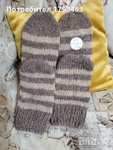 Ръчно  плетени  мъжки  чорапи  от  вълна  размер  43, снимка 1