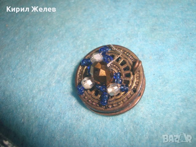 СТАР БРОНЗОВ НАКИТ ИНТЕРЕСНО БИЖУ КОПЧЕ с ФАСЕТИРАН МАРКАЗИТ и ЦВЕТНИ МЪНИСТА 60541, снимка 5 - Антикварни и старинни предмети - 35641892