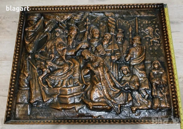 Барелеф-мед, историческа сцена, снимка 4 - Антикварни и старинни предмети - 48914632