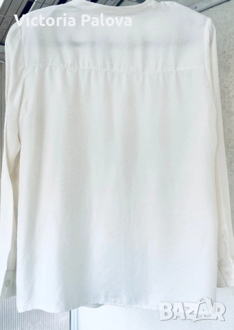 Луксозна копринена риза с пясъчен ефект - 100% чиста коприна кремав цвят, снимка 7 - Ризи - 52460017