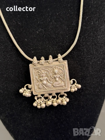 Сребърен индийски амулет / муска / мощохранилница. №8105, снимка 2 - Антикварни и старинни предмети - 54200023