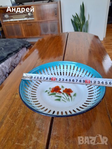 Стара емайлирана чиния,фруктиера #5, снимка 3 - Антикварни и старинни предмети - 37758845
