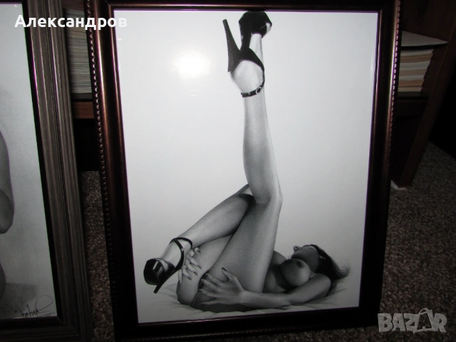 Две еротични картини на голи жени 28х24см, снимка 4 - Други ценни предмети - 53106795
