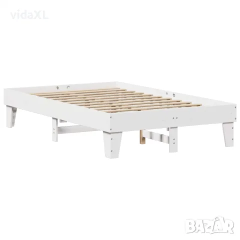 vidaXL Рамка за легло без матрак, бял, 120x190 см, борово дърво масив, снимка 3 - Спални и легла - 56148275