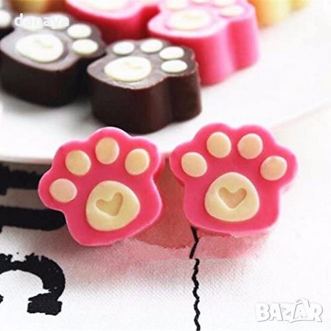 1942 Силиконова форма за бонбони и лед Лапички , снимка 3 - Форми - 31589772