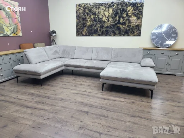 Светло сив П образен ъглов диван от плат "Dieter Knoll Arzona"