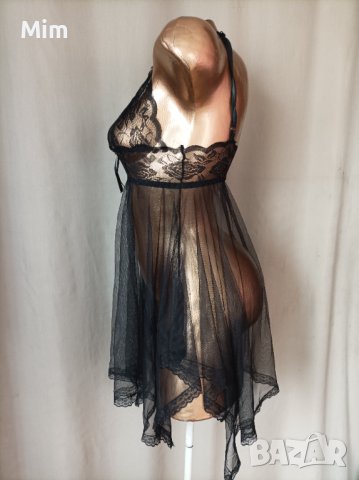 S Черна ефирна нощница , снимка 3 - Нощници - 40753619