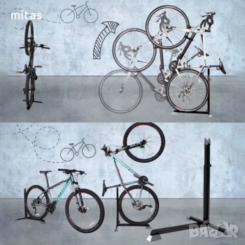 Велосипедна стойка MARTAR, Изложбена, Вертикална, Регулируема, Черна, снимка 7 - Аксесоари за велосипеди - 50405515