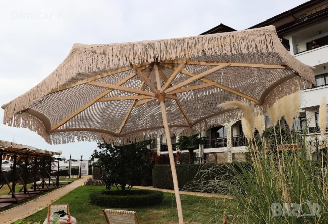 Плетени памучни покривала за чадъри в бохо стил - Плаж, ресторант , градина или бийч бар, снимка 3 - Други - 51422371