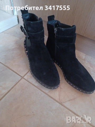 Дамски боти естествен велур, снимка 5 - Дамски боти - 51940713