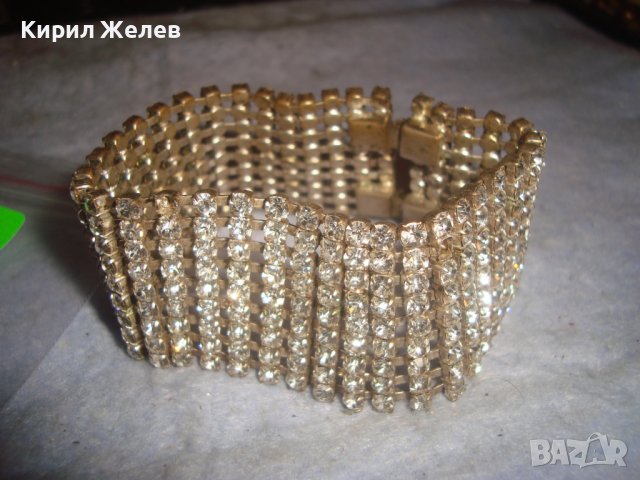 СТАРА СКЪПОЦЕННА БЛЕСТЯЩА ПОСРЕБРЕНА РЕТРО АР НУВО СТИЛ ГРИВНА с ФАСЕТИРАНИ ЦИРКОН КРИСТАЛИ 27963, снимка 7 - Антикварни и старинни предмети - 37095361