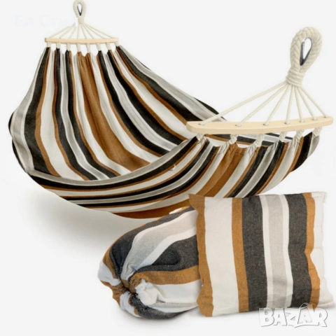 Хамак XXL с възглавница и чанта — максимален комфорт до 250 кг за релакс навън, снимка 11 - Други - 53356356