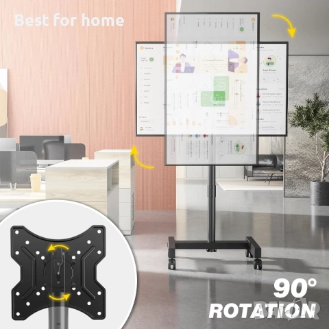 TVON ТВ стойка с колелца за TV и екрани, снимка 3 - Стойки, 3D очила, аксесоари - 52901602