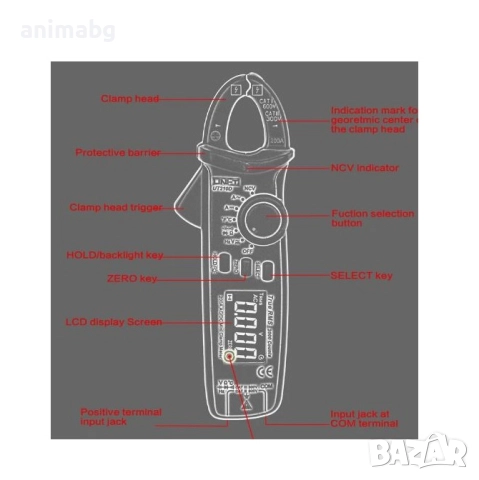 ANIMABG Амперклещи за прав и променлив ток, UT210D, снимка 7 - Клещи - 51480107