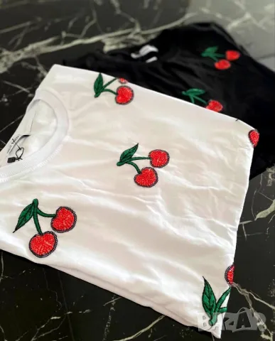 памучни дамски тениски с череши , снимка 6 - Тениски - 50333902