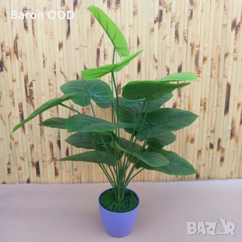 Декоративно изкуствено растение Монстера в саксия, снимка 3 - Изкуствени цветя - 42891304