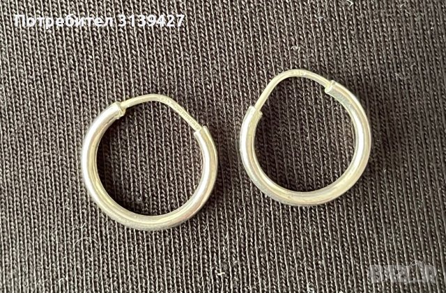 Сребърни обеци халки , снимка 1