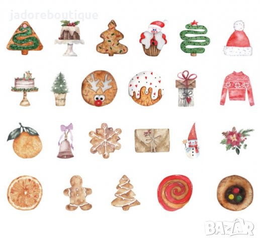 Скрапбук стикери за декорация планер Коледа 4 - 23 бр /комплект 