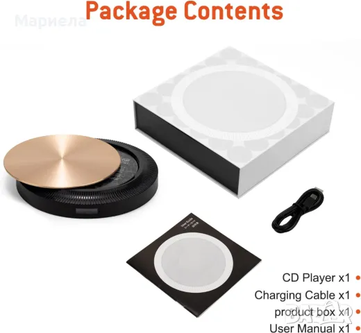 Преносим CD плейър с Bluetooth / 2000mAh / OLED екран / Компактен CD плейър, снимка 2 - Други - 49461514