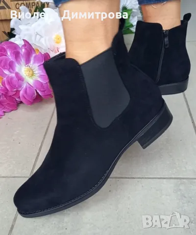 Дамски велурени боти при широки крака 37-42, снимка 3 - Дамски боти - 47391857