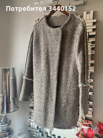 Палто от вълна с перли, снимка 2 - Палта, манта - 52237498