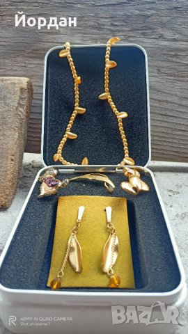 Лот 2 броя колиета, 3 броя брошки, обеци и ръкавели, снимка 6 - Други - 31985941