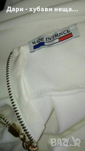 Бяла френска рокля, със златисти акценти🍀❤S,S/M❤🍀арт.4374, снимка 5 - Рокли - 37260519