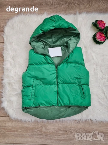 Дамски елек в бежаво зелено и циклама, снимка 3 - Елеци - 51128887