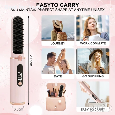 Безжична четка за изправяне на коса, снимка 7 - Друга електроника - 53316765