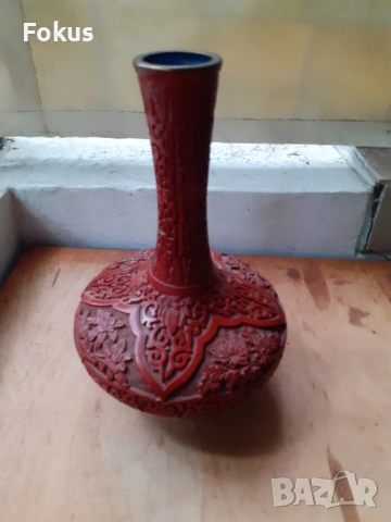 Cinnabar Laquer - уникална стара китайска ваза, снимка 2 - Антикварни и старинни предмети - 53270178