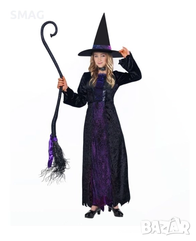 Halloween / Хелоуин детски карнавален костюм – Вещица с шапка, 10-14 години_1218104