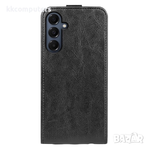 Защитен Кожен Калъф за Samsung Galaxy A17 5G / A17 4G | Вертикален Флип Дизайн с Картхолдер | Черен,, снимка 6 - Калъфи, кейсове - 52210161