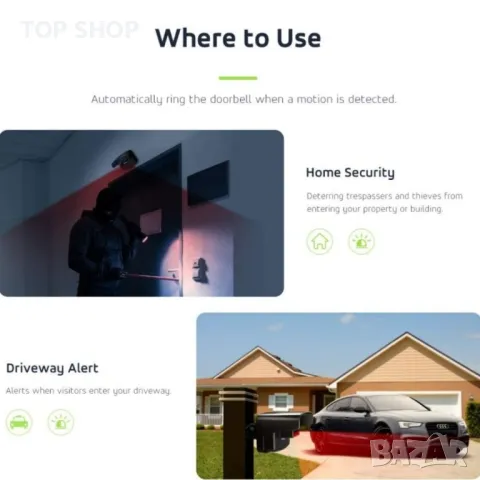 Аларма за алеята, вътрешна, външна, устойчива на атмосферни влияния аларма за сензор за движение, снимка 5 - Друга електроника - 48771635