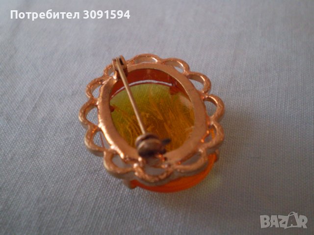 РЕТРО БРОШКА ВИНТИДЖ БИЖУ ТОПЕН  КЕХЛИБАР СССР, снимка 6 - Антикварни и старинни предмети - 36847429