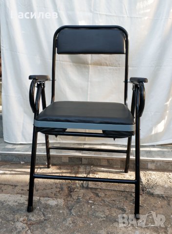 Продавам Комбиниран стол за тоалет и баня, кожен, черен, снимка 5 - Тоалетни столове - 42514247