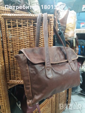 ПРОМО !! Marianelli естествена кожа- Италия, чанта с 3 прегради , снимка 2 - Чанти - 30432139